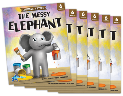 Animal Antics: The Messy Elephant - Short Vowel e Reader - 6 Pack