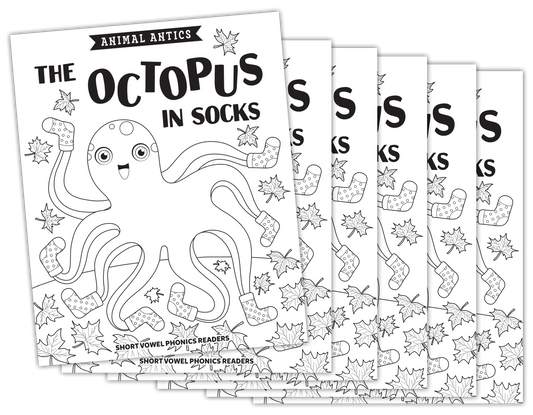 Animal Antics: The Octopus in Socks - Short o Vowel Reader (B/W version) - 6 Pack