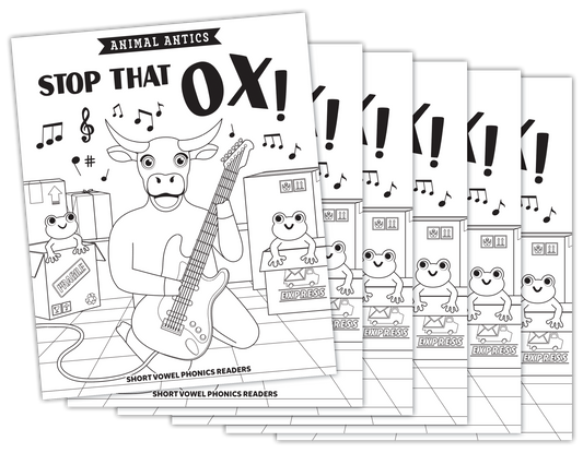 Animal Antics: Stop That, Ox! - Short o Vowel Reader (B/W version) - 6 Pack