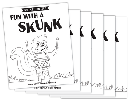 Animal Antics: Fun with a Skunk - Short u Vowel Reader (B/W version) - 6 Pack