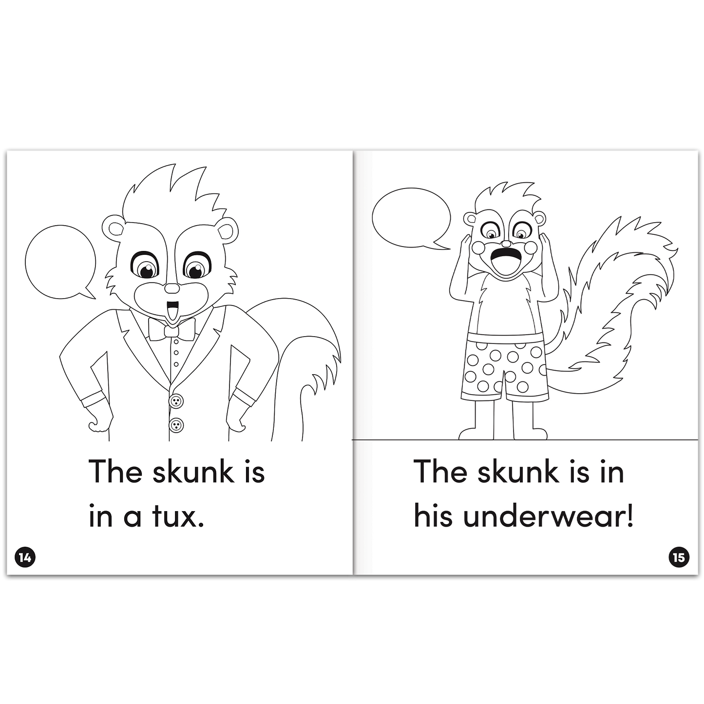 Animal Antics: Fun with a Skunk - Short u Vowel Reader (B/W version) - 6 Pack