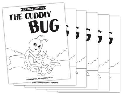 Animal Antics: The Cuddly Bug - Short u Vowel Reader (B/W version) - 6 Pack