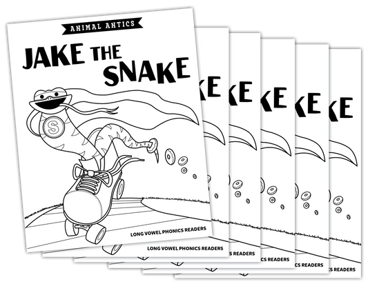 Animal Antics: Jake the Snake - Long a Vowel Reader (B/W Version) - 6 pack