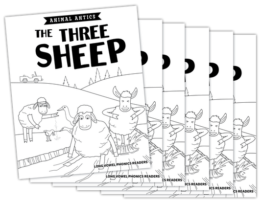 Animal Antics: The Three Sheep - Long e Vowel Reader (B/W Version) - 6 pack