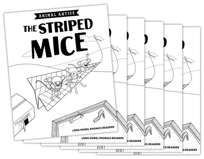 Animal Antics: The Striped Mice - Long i Vowel Reader (B/W Version) - 6 pack