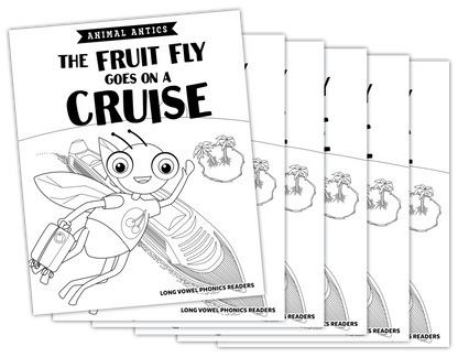 Animal Antics: The Fruit Fly Goes on a Cruise - Long u Vowel Reader (B/W Version) - 6 pack